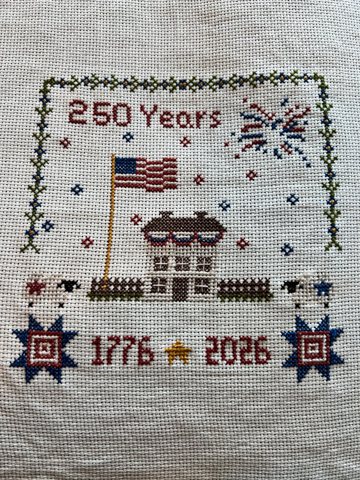 The Semiquincentennial Cross-Stitch (Regular) Merit Badge