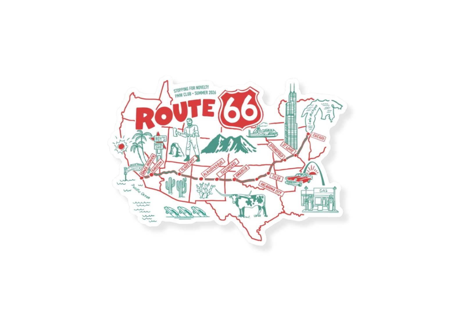 Summer Route 66 Sticker